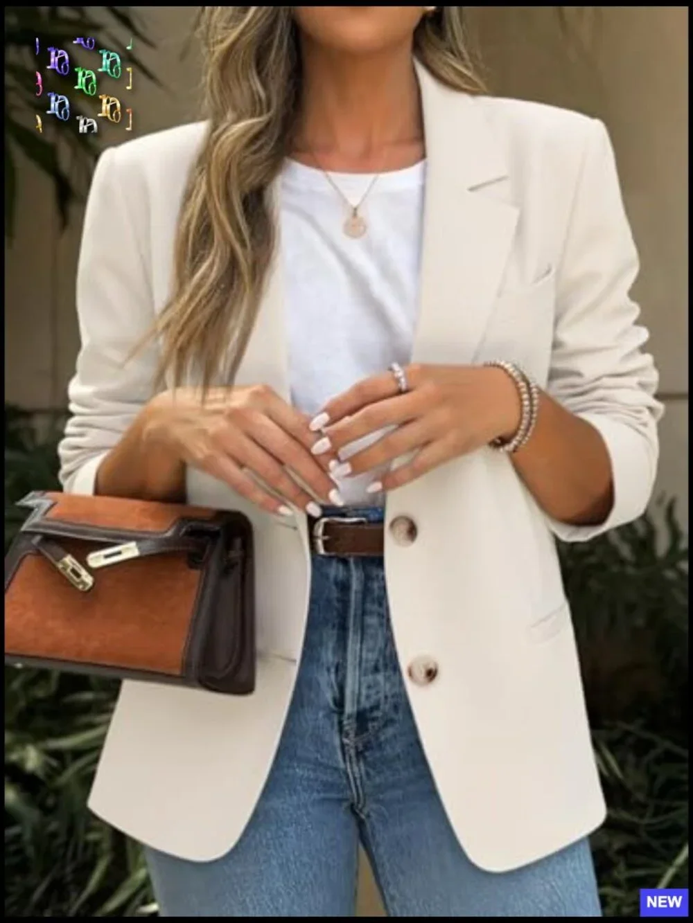 Oversized Blazer Lightweight Minimalist Business Casual Button Down Loose Fit - Picture 5 of 7